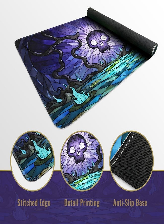 FROGIGO Swamp Stained Glass Playmat for MTG - 24"x14" Dark Fantasy Game Mat with Prismatic Playmat Tube, Non-Slip Rubber Table Mat, Gothic Skull Art for Magic The Gathering - Image 3